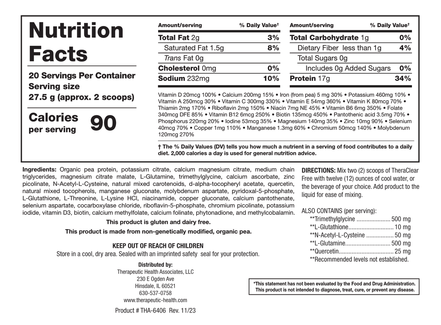 TheraClear Free 20 Servings